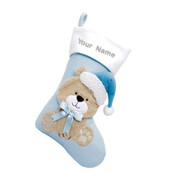 Deluxe Baby Blue/Pink Knitted Teddy Stocking